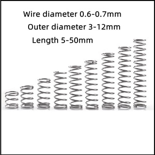 【XCF】สายสปริงยาว เส้นผ่าศูนย์กลาง 0.8 มม. เส้นผ่าศูนย์กลางนอก 5-9 มม. 10-50 มม. 10 ชิ้น