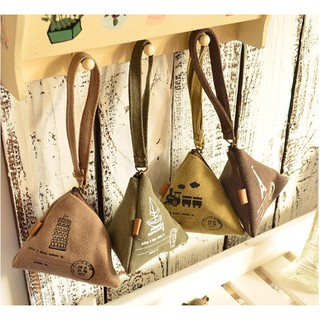 กระเป๋าใส่เหรียญ ผ้า canvas ทรงสามเหลี่ยม น่ารัก
