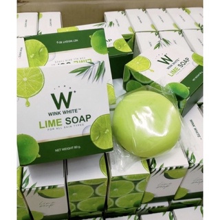 (ของแท้ 💯)​ Wink White LIME Soap วิงค์ไวท์ สบู่ มะนาว ผิว ใส ช่วยให้ผิว ขาว สุขภาพ (สีเขียว)(1ก้อน)