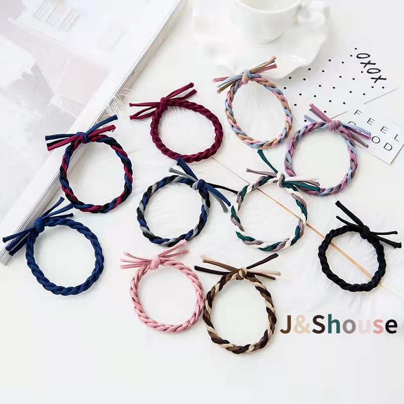 เคเอฟ385เกาหลีหนาจับคู่สีบิดไขลานรูปร่างยางรัดอุปกรณ์ผม