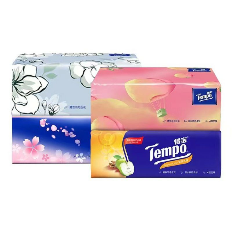 *พร้อมส่ง*กระดาษทิชชู่ Tempo กลิ่นหอม หนานุ่ม 4 ชั้น 1ห่อ มี 90 แผ่น