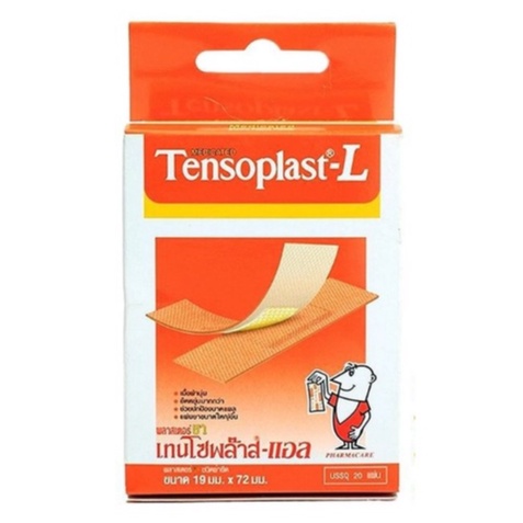 Tensoplast-L เทนโซพล๊าส พลาสเตอร์ ปิดแผล ชนิดผ้ายืด ขนาด 19 x 72 mm จำนวน 1 กล่อง บรรจุ 20 แผ่น 0567