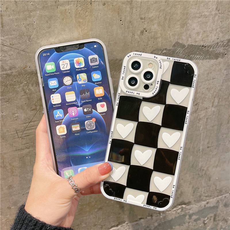 -พร้อมส่งในไทย-เคสซิลิโคน สกรีนลายตารางขาว/ดำ TPU นิ่ม สำหรับรุ่น 14/14PRO 14 PROMAX 13/13PRO 13PROMAX 12 11 XS#267 ราคา ถูกที่สุด ดีลบีเคเค แกลเลอรีภาพที่ 5