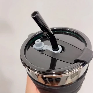 Gorgous แก้วใส ใส่กาแฟ แก้วกระจก น้ำดื่ม เหมาสำหรับพนักงานออฟฟิศ เรียบง่าย คุณภาพดี พร้อมฝาและหลอด