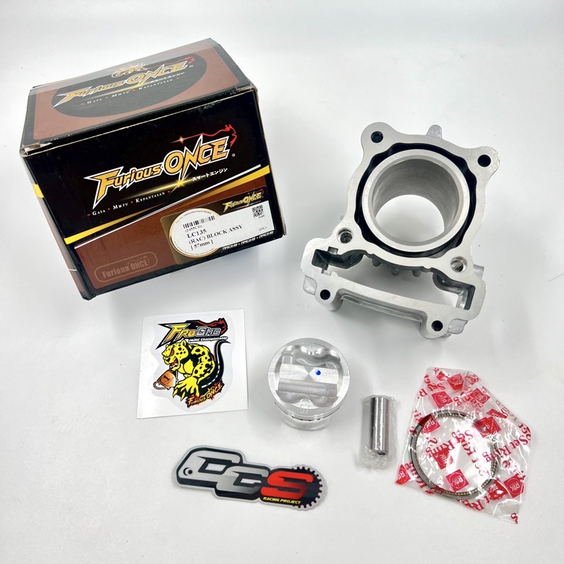 เสื้อสูบลูกสูบ อลูมิเนียม 57MM สำหรับ EXCITER150 / Spark135 / Mslaz / R15 เก่า