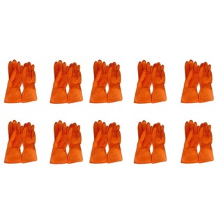 papamami Eagle One Orange Rubber Gloves ถุงมือยาง Size M 10คู่ (สีส้ม)