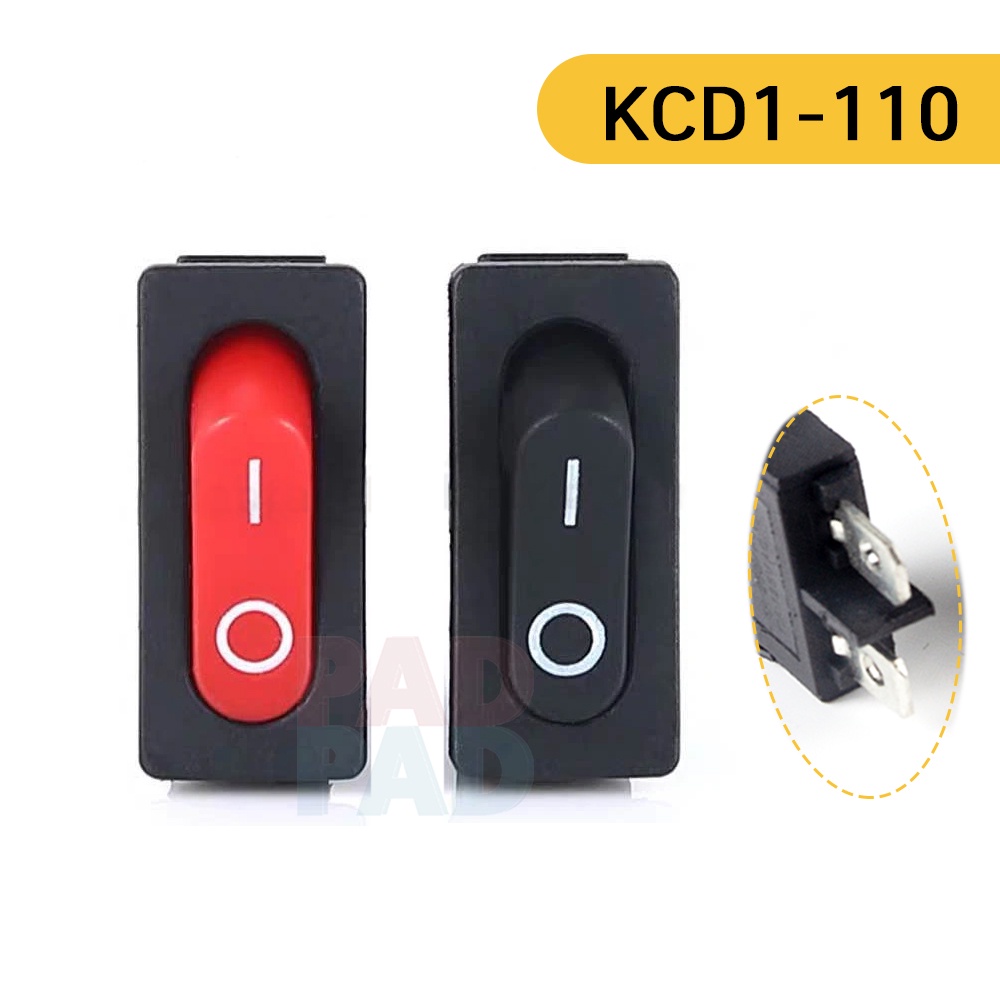 สวิตช์ KCD1-110 2 Pin 250V 6A 125V 10A Boat Switch Snap-in SPST ON OFF Rocker Position