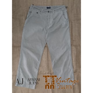 AJ Armani Jeans กางเกงยีนส์ผ้าบาง กระดุม มือสองสภาพดี สีเทา