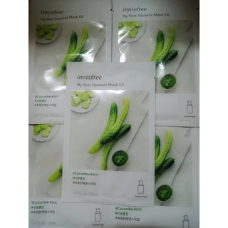 innisfree My real squeeze mask EX(20ml) อินนิสฟรี มาส์กหน้า แตงกวา (1 แผ่น)