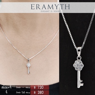 Eramyth jewelry จี้ เงินแท้ เพชรสวิส CZ SF-0106-R01 จี้รูปทรงลูกกุญแจหัวดอกไม้ ฝังเพชรกลม  สินค้ามาตรฐานส่งออก