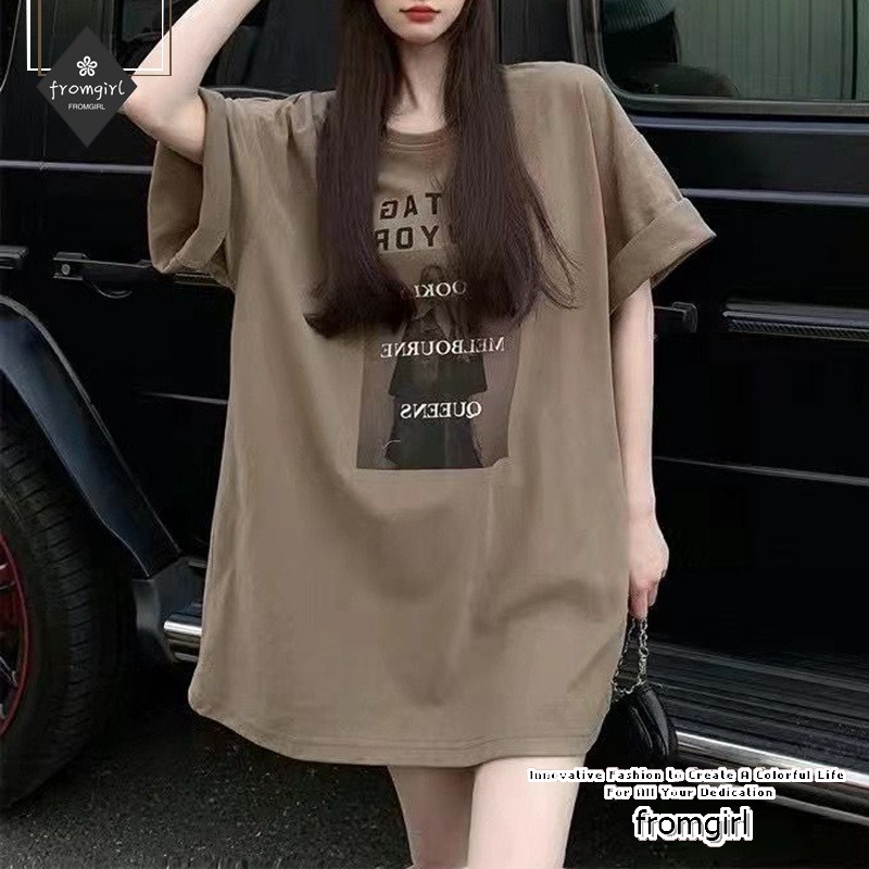 Yong เสื้อยืดแขนสั้นลําลอง ทรงหลวม ขนาดใหญ่ 200 กก. แฟชั่นฤดูร้อน สําหรับสตรี