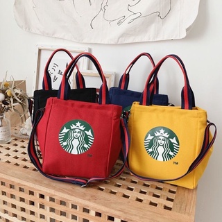 NEW Starbucks กระเป๋าถือ กระเป๋าผ้า Tote Bag กระเป๋าผู้หญิง ผ้ากระสอบ กระเป๋าแฟชั่นแบบหิ้ว จุของได้เยอะ