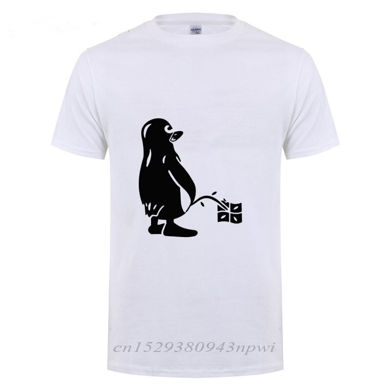 Penguin Linux Ubuntu OZF T-Shirt สำหรับผู้ชาย สไตล์Streetwear แขนสั้น คอกลม ทำจากผ้าฝ้าย ตลกและเหมาะ
