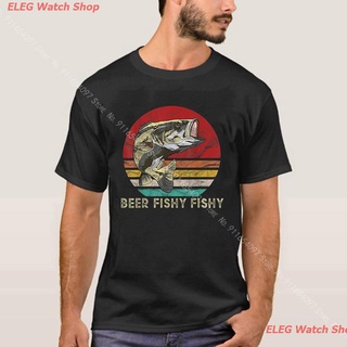 เสื้อยืดผู้ชายและผู้หญิง Fishy Beer Fishy Bass Fishing And Beer Gifts เสื้อยืดไซส์ M Sports T-shirt