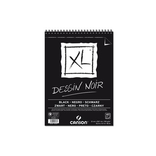 Canson(แคนสัน) สมุด XL Dessin Noir หนา150g ขนาด A4 เนื้อกระดาษสีดำ ผิว Double grained and smooth(40แผ่น) C400039086