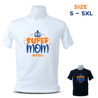 เสื้อยืด super dad super mom สีดำ สีขาว