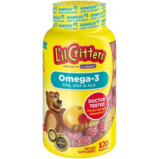 Lil Critters โอเมก้า 3 เหนียว วิตามิน 120 แคปซูล DHA EPA ALA เด็ก สหรัฐอเมริกา Omega-3 Gummy Vitamins Children USA