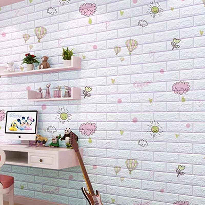 ❦☞wallpaper ติดผนังสีพื้น ใหม่‼️ ลายน่ารักถูกสุด วอลเปเปอร์ติดผนัง 3 มิติ แผ่นใหญ่ 3D wallpaper วอลล