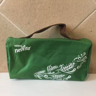 กระเป๋าถือ  Nestvita สีเขียว สดใส กระเป๋าเครื่องสำอางค์ ทรง Longchamp กระเป๋าซิป ใบใหม่ มือ 1 กระเป๋า พร้อมหูจับ