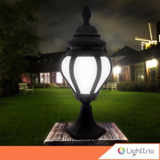 Lighttrio โคมไฟหัวเสาภายนอก Lamp post โคมไฟภายนอก ขั้ว E27 โคมไฟอลูมิเนียม รุ่น O-1293S - สีดำ (ไม่รวมหลอดไฟ)