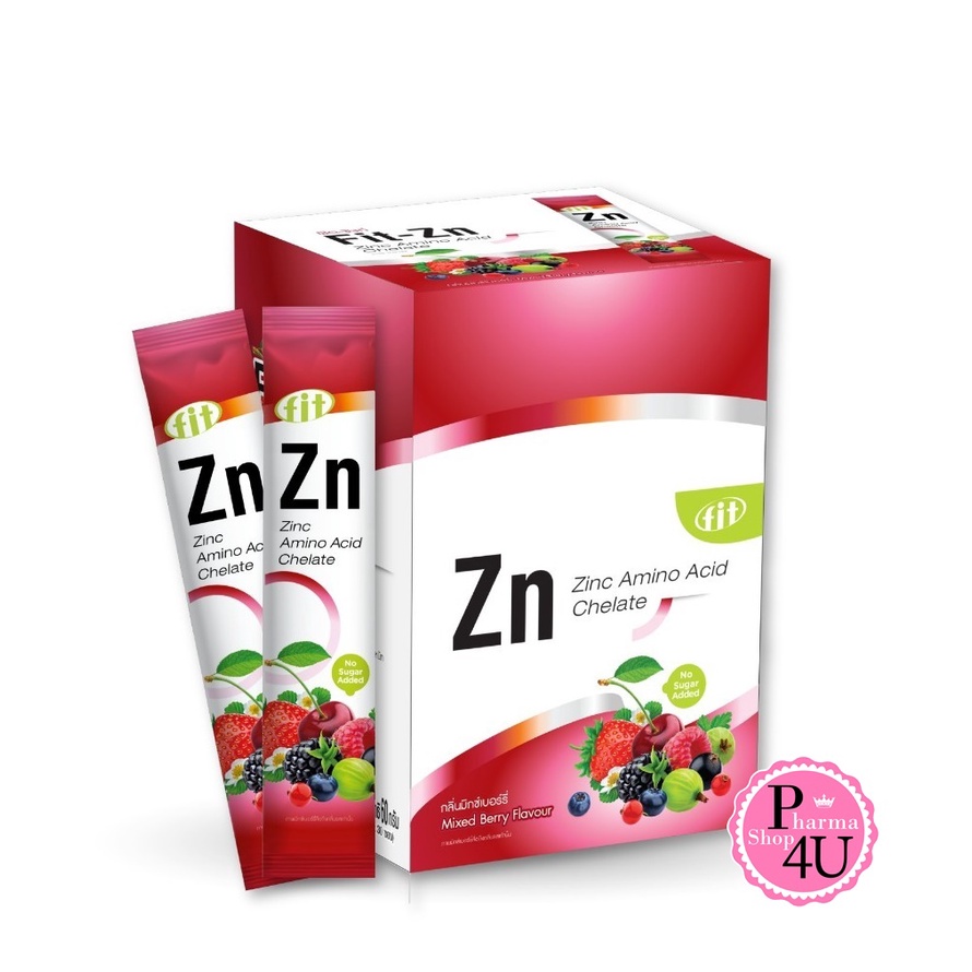 FIT Zn ฟิต-ซิงก์ Zinc Amino Acid Chelate แบบช็อต ทานง่าย สะดวกรวดเร็ว กลิ่น มิกซ์เบอร์รี่ 2G บรรจุ30ซอง [9318]