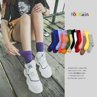 Colorful Retro Solid Color Slouch Socks Women Best Crew Socks Cotton Tube Socks Thin Section Thermal Hunter Boot Socks Long Socks