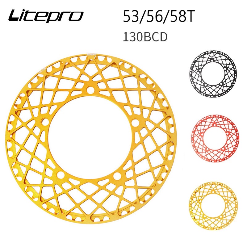 Litepro จักรยานโซ ่ เดี ่ ยว Chainwheel 53/56/58T เฟือง BCD130 สําหรับ BMX Fnhon Pbike 3Sixty Dahon จักรยานพับ
