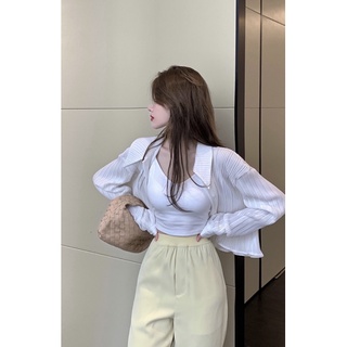 กางเกงผ้าขายาวเอวยืดสีพาสเทล