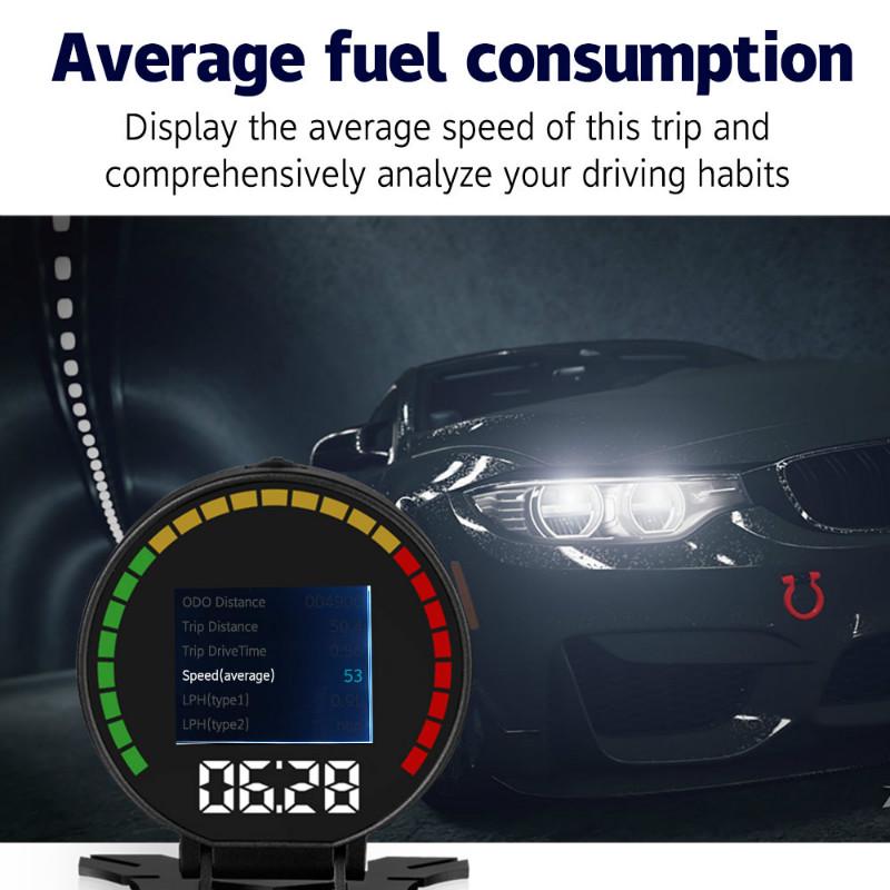 P15 Head Up Display Hud Obd 2 เครื่องวัดอุณหภูมิความเร็วรถยนต์ km / H ...