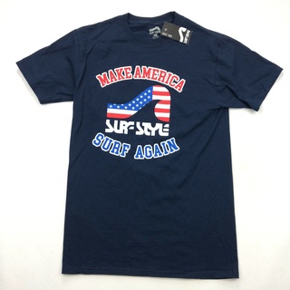 เสื้อยืด พิมพ์ลาย Surf Style s Small Navy Blue Make American Surf Again สไตล์คลาสสิก ไม่ซ้ําใคร สําหรับผู้ชาย 788566