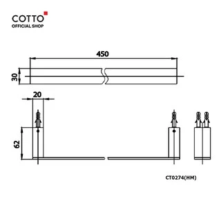 COTTO ราวแขวนผ้า รุ่น CT0274(HM) CT0275(HM) EDGE ยาว 45-60 ซม.