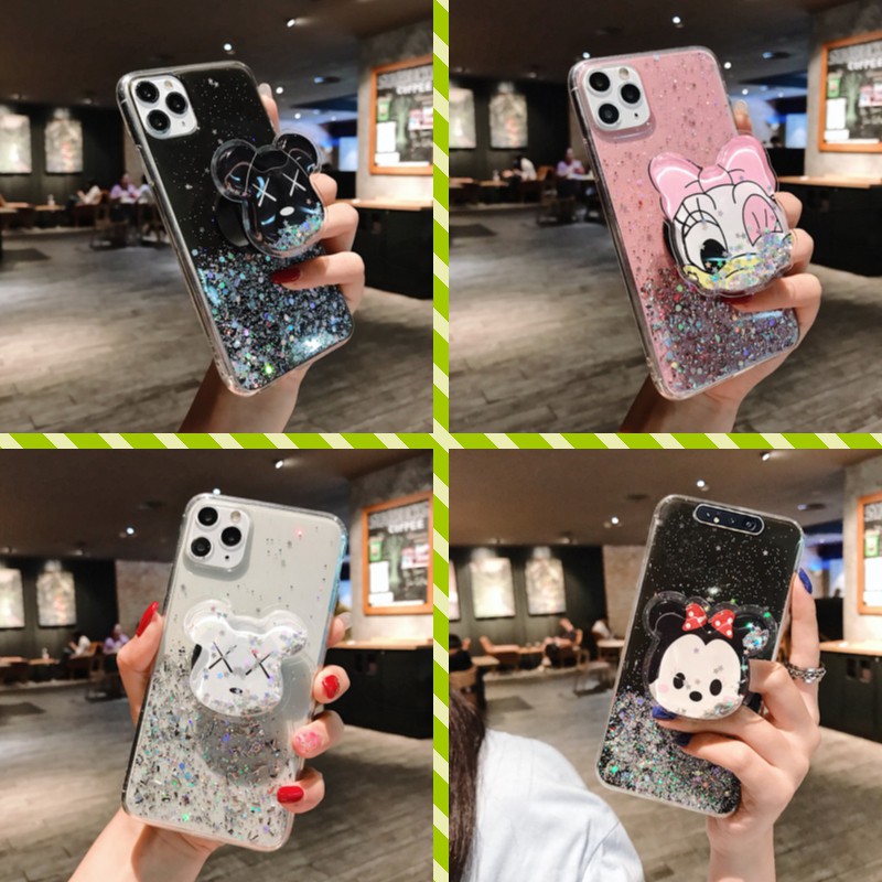 เคส Samsung A31 A30 A26 A25 A24 A23 A22 A21S A20 A20S A10 A10S A7 2018 S25 S24 S23 S22 S21 S20 FE Ultra 4G 5G Glitter Sequin Flowing Water Stand Soft Case