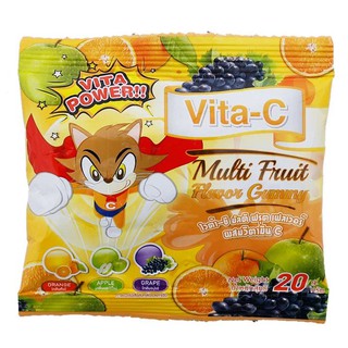 Vita-C ไวต้า-ซี เยลลี่ผสมวิตามินซี รวมรสผลไม้ (ส้ม/แอปเปิ้ล/องุ่น)