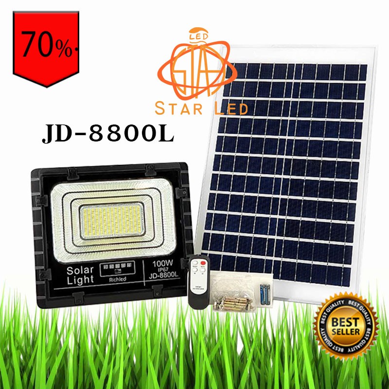 ไฟโซล่าเซลล์ รุ่น JD-8800L-W แสงขาว100W L ไฟสปอตไลท์ ไฟ JD Solar Light ใช้พลังงานแสงอาทิตย์ ราคา ถูกที่สุด ดีลบีเคเค แกลเลอรีภาพที่ 5