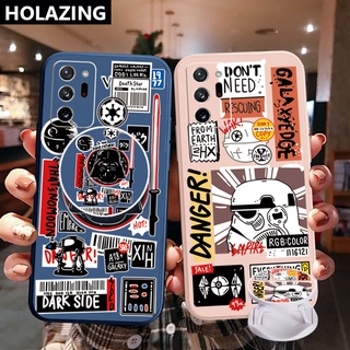 เคสโทรศัพท์มือถือ ขอบสี่เหลี่ยม ลาย Star Wars พร้อมแหวนขาตั้ง สําหรับ Samsung Galaxy Note 20 Ultra A30 A20 A50S A10 A12 M12 M10