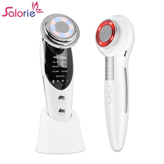 Salorie 7 In 1 EMS เครื่องนวดหน้า ไฟ LED โซนิค สั่นสะเทือน อุปกรณ์ความงามใบหน้า ต่อต้านริ้วรอย กําจัดริ้วรอย เครื่องความงาม