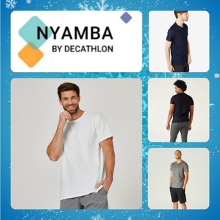 Decathlon Nyamba Mens Short-Sleeved Cotton Fitness เสื้อยืดคอกลม ผ้าฝ้ายแท้ สำหรับกายบริหารทั่วไป รุ่น Sportee