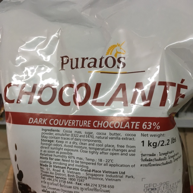 Dark chocolate Puratos63% บรรจุ1กก