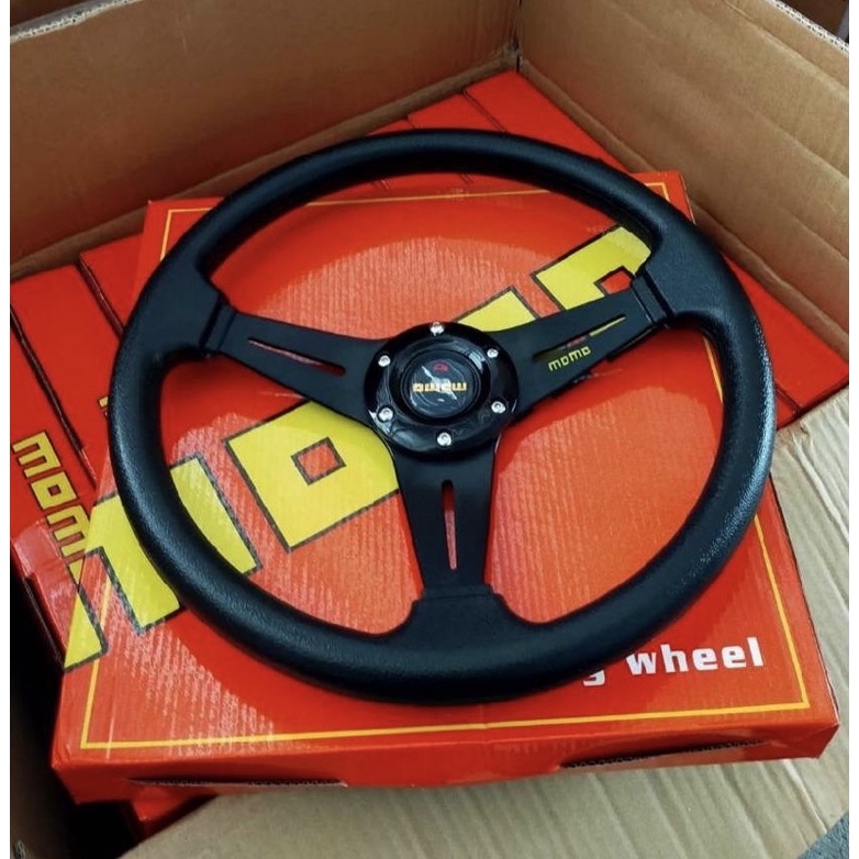พวงมาลัยรถยนต์ momo หุ้มหนังPU พวงมาลัยรถแข่งmomo