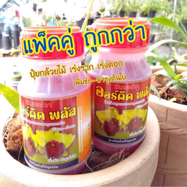 ปุ๋ยกล้วยไม้ เร่งราก เร่งดอกฯ (แดง2ขวด)
