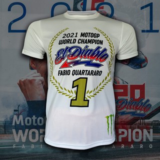 เสื้อยืด คอกลม T-shirt MotoGP เสื้อโมโตจีพี สำหรับแฟนคลับ Fabio Quartararo #MG0054 รุ่น WORLD CHAMPION EL DIABLO (V.2)