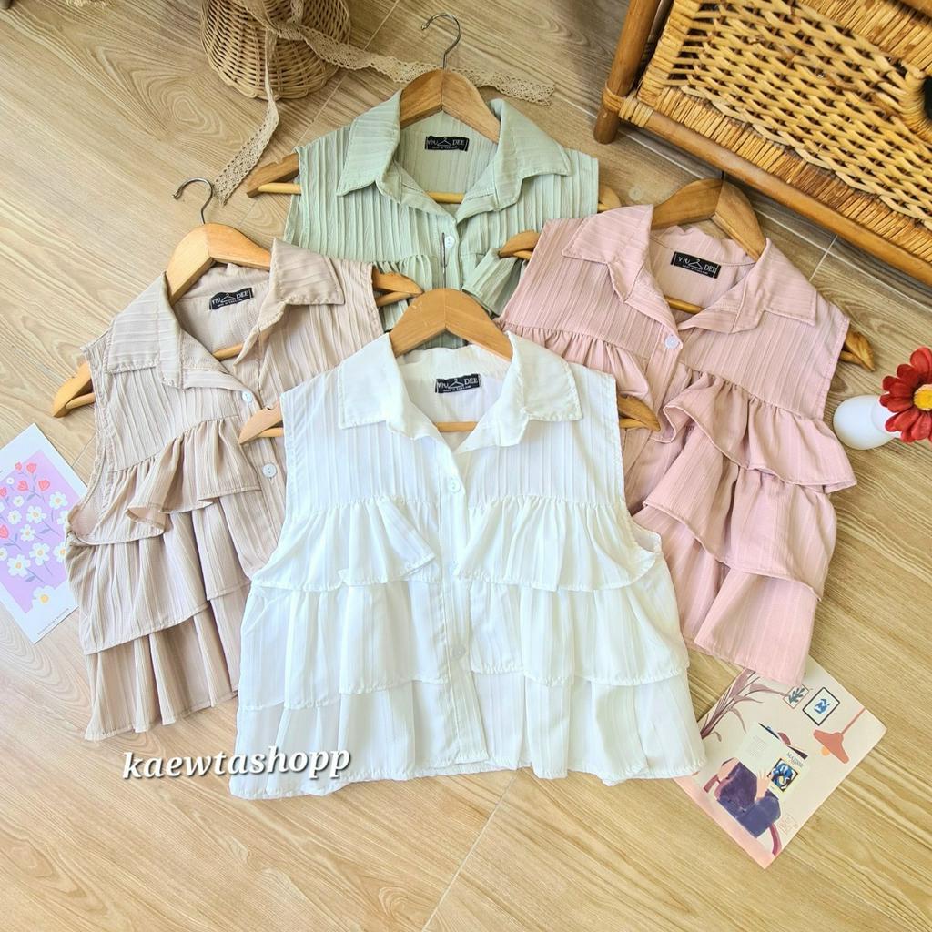 (ใส่โค้ด “P2O0X” ลดทันที 40.-) เสื้อเชิ้ตครอป ระบายอก ผ้าเนื้อดี ไซส์ใหญ่ kaewtashopp ราคา ถูกที่สุด ดีลบีเคเค แกลเลอรีภาพที่ 5