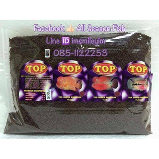 500 g. อาหารปลา &gt; TOP Super Premium เร่งมุก เร่งสี เร่งโหนก (รูปปลาหมอหัวโหนก)