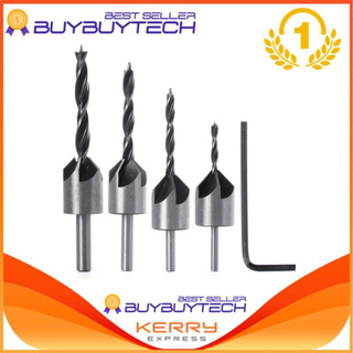 Buybuytech ดอกสว่าน 4 ชิ้น HSS Countersink Drill Bit Set Screw Woodworking 3-6mm