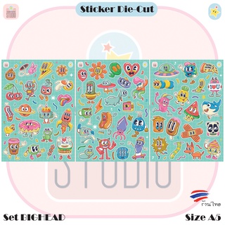 สติ๊กเกอร์ไดคัท Sticker Die-cut ลายการ์ตูนน่ารัก ชุด BIGHEAD สติกเกอร์ตกแต่งกันน้ำ DIY Size A5