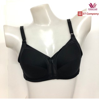 Wacoal Basic Bra สีดำ (BL) ไม่มีโครง Wireless Bra เต็มคัพ เก็บทรง เสริมฟองบาง 3 ตะขอ ชุดชั้นใน รุ่น WB9M34 (WB9M24 เก่า)