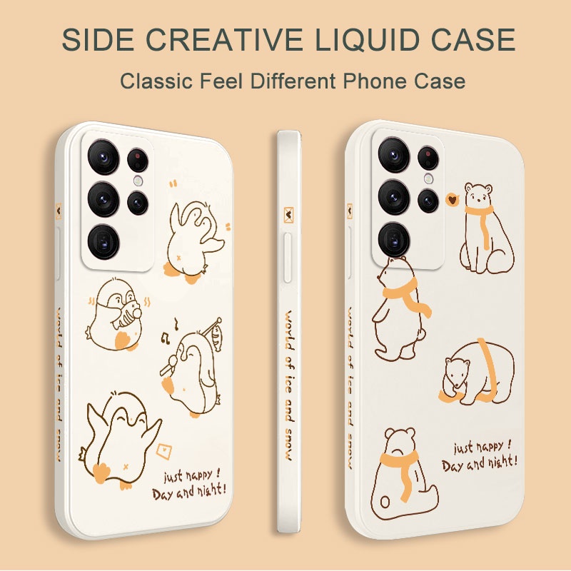 เคสโทรศัพท์มือถือ ลายหมี สไตล์มินิมอล สร้างสรรค์ สําหรับ Samsung Galaxy S23 S22 FE Ultra Plus