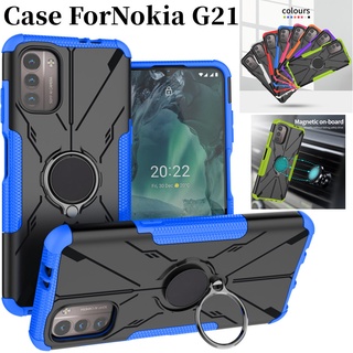 Nokia G21 G20 G10 ฮาร์ดพีซี พร้อมแหวนขาตั้ง เกราะกันกระแทก เคสด้านหลังรถ ขาตั้งแม่เหล็ก