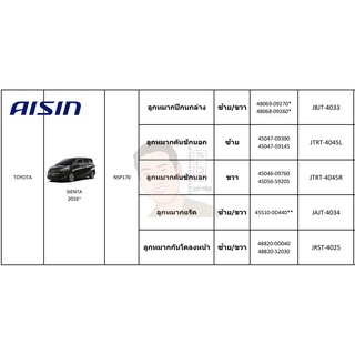 ชุดลูกหมาก AISIN : Toyota Sienta 2016-