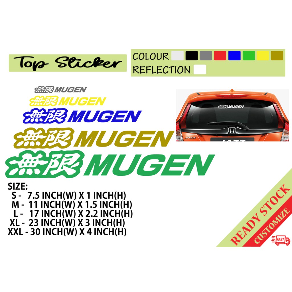 MUGEN สติ๊กเกอร์ติดรถ WINDSCREEN HONDA JAZZ CITY CIVIC ACCORD FOT CRZ CRV HRV BRV SPOON TYPE R